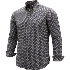 B.D. Baggies Button Down Shirt Mens XL Gray Blue Geometric Medallion Long Sleeve